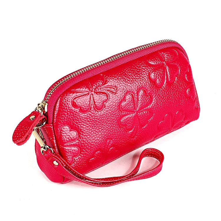 2026 Multifunctional Litchi Texture Women Large Capacity Hand Wallet Shell bag with Card Slots(Rose Red)