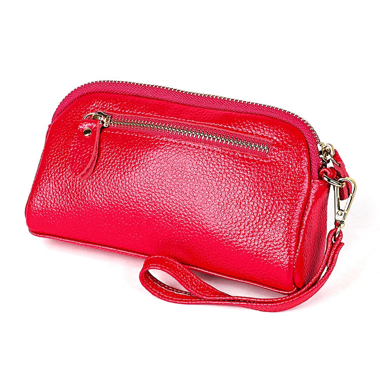 2026 Multifunctional Litchi Texture Women Large Capacity Hand Wallet Shell bag with Card Slots(Rose Red)