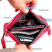 2026 Multifunctional Litchi Texture Women Large Capacity Hand Wallet Shell bag with Card Slots(Rose Red)