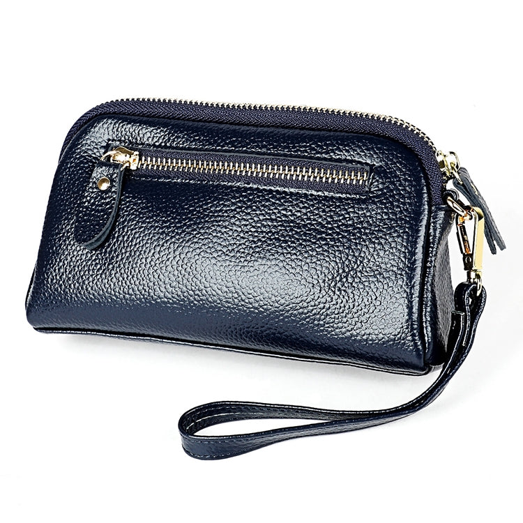 2026 Multifunctional Litchi Texture Women Large Capacity Hand Wallet Shell bag with Card Slots(Sapphire Blue)