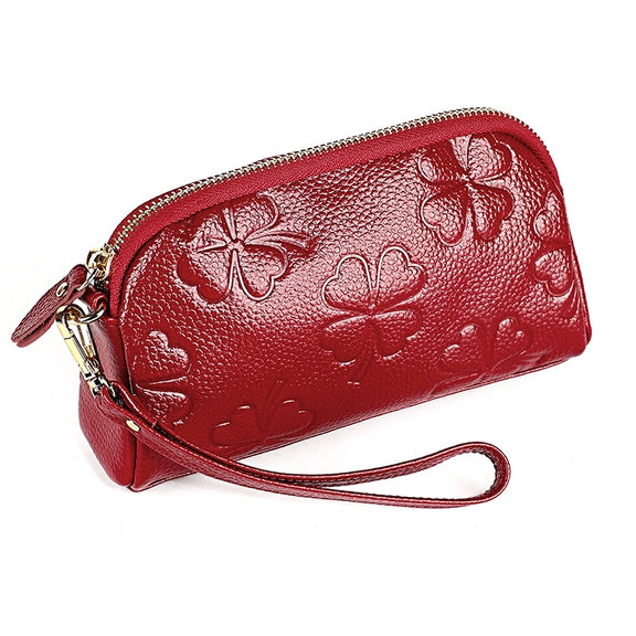 2026 Multifunctional Litchi Texture Women Large Capacity Hand Wallet Shell bag with Card Slots(Wine Red)