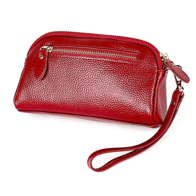 2026 Multifunctional Litchi Texture Women Large Capacity Hand Wallet Shell bag with Card Slots(Wine Red)
