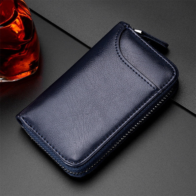 9106 Large-capacity Zipper Leather Keys Holder Bag Multi-function Wallet(Blue)