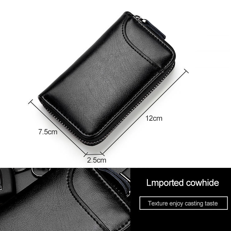 9106 Large-capacity Zipper Leather Keys Holder Bag Multi-function Wallet(Blue)