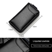 9106 Large-capacity Zipper Leather Keys Holder Bag Multi-function Wallet(Blue)
