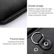 9106 Large-capacity Zipper Leather Keys Holder Bag Multi-function Wallet(Blue)