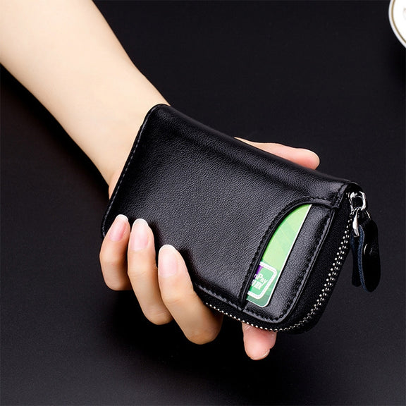 9106 Large-capacity Zipper Leather Keys Holder Bag Multi-function Wallet(Blue)