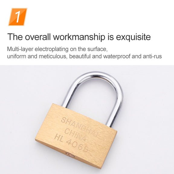 Copper Padlock Small Lock, Style: Short Lock Beam, 30mm Not Open