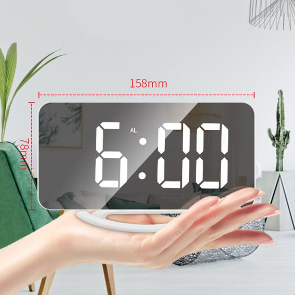 TS-8201-HW Multifunctional LED Makeup Mirror Desk Clock Automatic Photosensitive Electronic Alarm(Black)