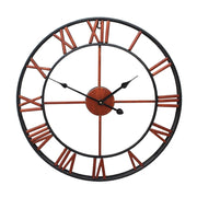 45cm Retro Living Room Iron Round Roman Numeral Mute Decorative Wall Clock (Bronze)
