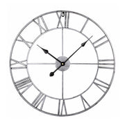 45cm Retro Living Room Iron Round Roman Numeral Mute Decorative Wall Clock (Silver)