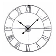 45cm Retro Living Room Iron Round Roman Numeral Mute Decorative Wall Clock (Silver)