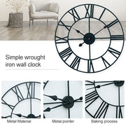 45cm Retro Living Room Iron Round Roman Numeral Mute Decorative Wall Clock (Silver)