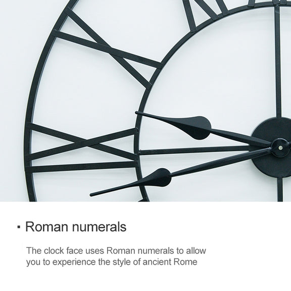 45cm Retro Living Room Iron Round Roman Numeral Mute Decorative Wall Clock (Silver)