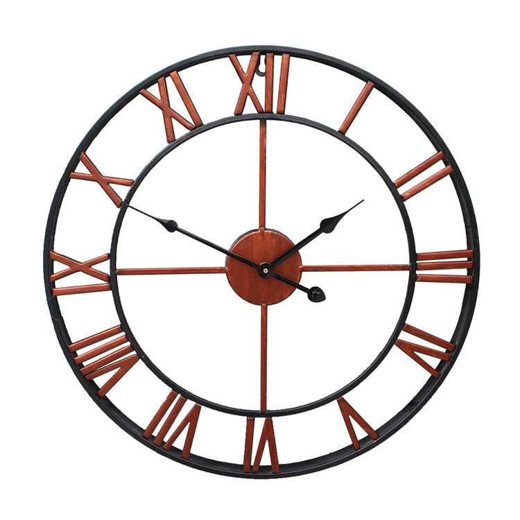 60cm Retro Living Room Iron Round Roman Numeral Mute Decorative Wall Clock (Bronze)