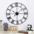 80cm Retro Living Room Iron Round Roman Numeral Mute Decorative Wall Clock (Black) - Wall Clock by PMc TechLife | Online Shopping South Africa | PMc TechLife | Buy Now Pay Later Mobicred