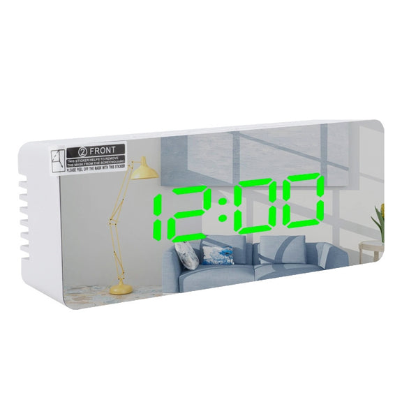 TS-S69-G Multifunctional LED Alarm Clock Battery / Plug-in Charging Dual-purpose Make-up Mirror Clock(Green)