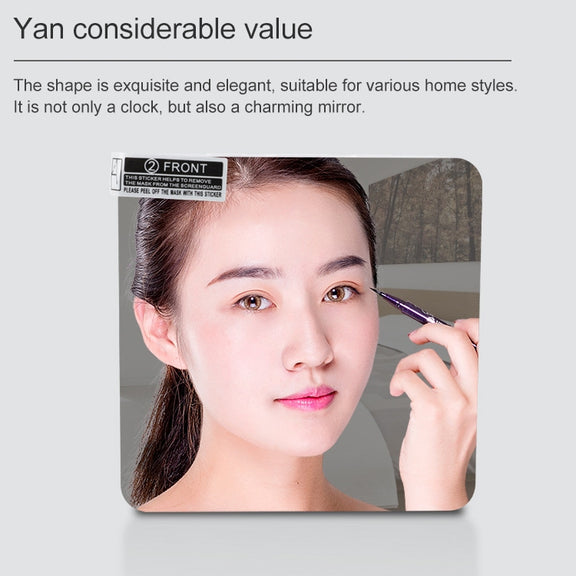TS-S69-HW Multifunctional LED Alarm Clock Battery / Plug-in Charging Dual-purpose Make-up Mirror Clock(Grey White)