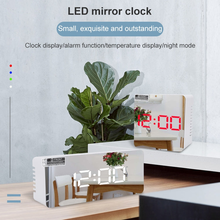TS-S69-HW Multifunctional LED Alarm Clock Battery / Plug-in Charging Dual-purpose Make-up Mirror Clock(Grey White)