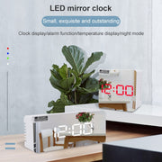 TS-S69-HW Multifunctional LED Alarm Clock Battery / Plug-in Charging Dual-purpose Make-up Mirror Clock(Grey White)