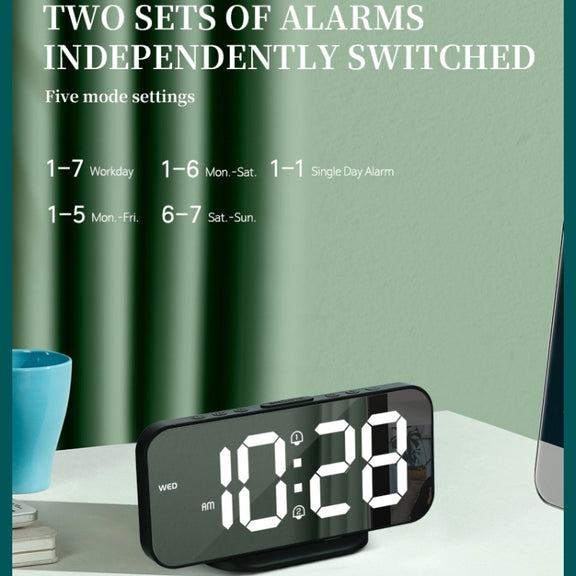 8821 LED Mirror Dual-purpose Snooze Alarm Clock(Black)
