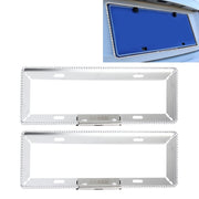 2 PCS Car License Plate Frames Car Styling License Plate Frame Aluminum Alloy Universal License Plate Holder Car Accessories(Silver)