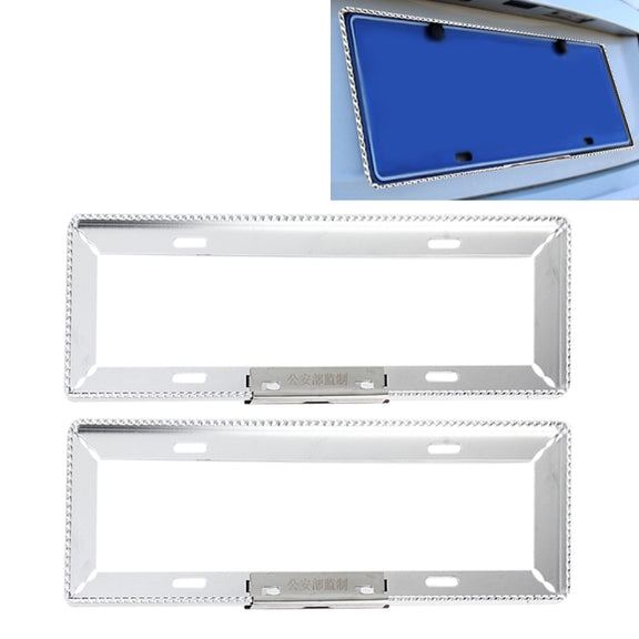 2 PCS Car License Plate Frames Car Styling License Plate Frame Aluminum Alloy Universal License Plate Holder Car Accessories(Silver)