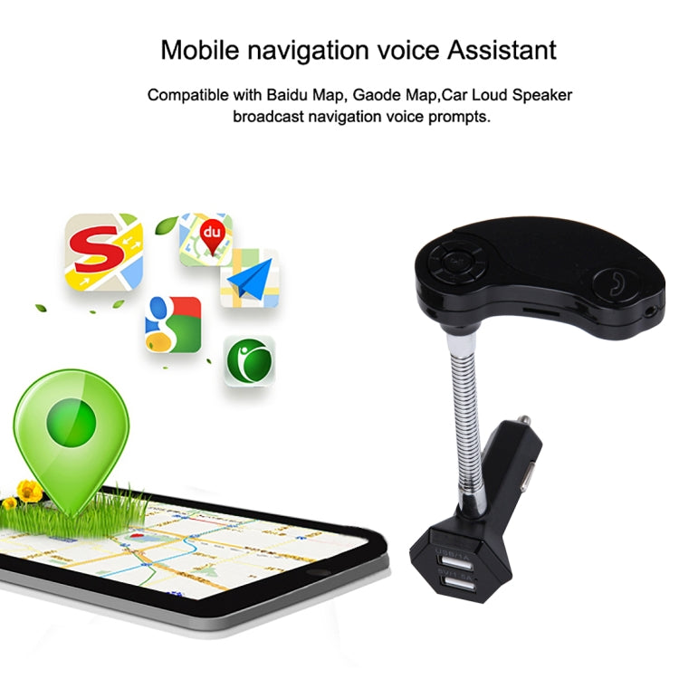 GT86 Dual USB Charger Car Bluetooth FM Transmitter Kit, Support LCD Display / TF Card Music Play / Hands-free(Black)