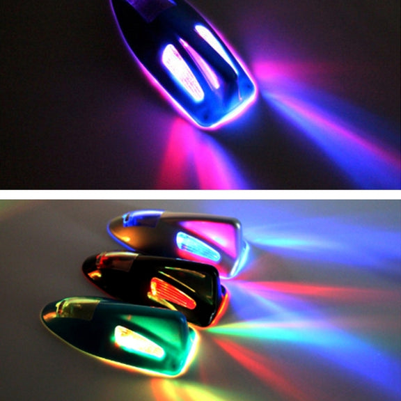 Solar Colorful Light Anti Collision Shark Fin Car Taillight LED Flash Warning Light Caution Light(Red)