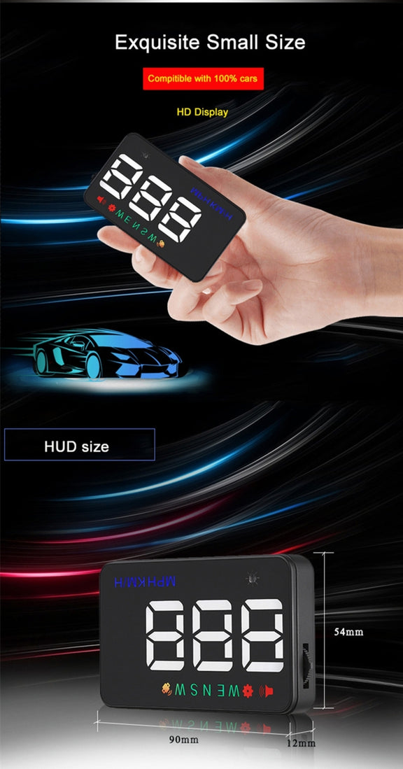 Geyiren A5 HUD 3.5 inch Car Head Up Display with GPS System, Two Mode Display, Light Sensors, KM/h MPH Speed, Compass, Speed Alarm(Black)