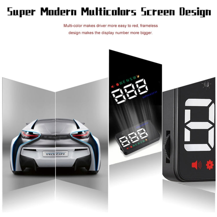 Geyiren A5 HUD 3.5 inch Car Head Up Display with GPS System, Two Mode Display, Light Sensors, KM/h MPH Speed, Compass, Speed Alarm(Black)