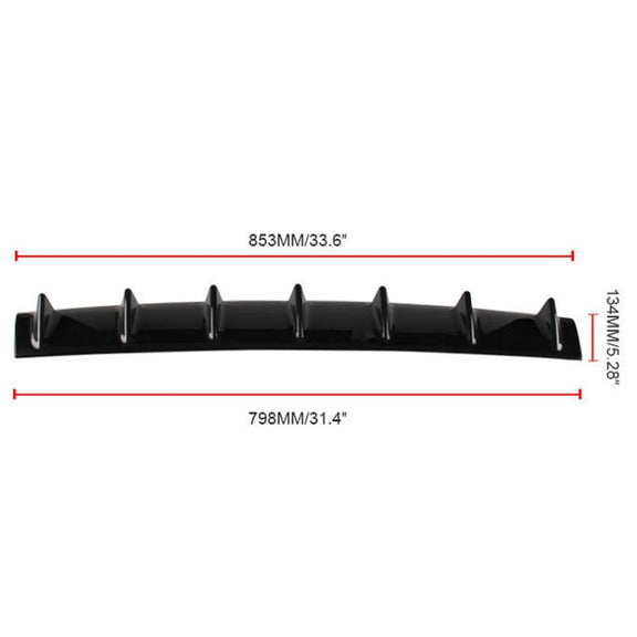 Universal Car Rear Bumper Lip Diffuser 7 Shark Fin Style Black ABS, Size: 85.0x18.0x5.0cm