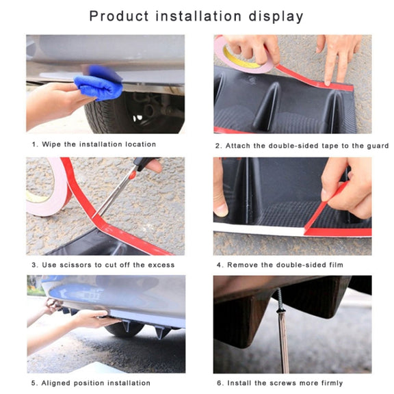 Universal Car Rear Bumper Lip Diffuser 5 Shark Fin Style Carbon Fiber  ABS, Size: 60.0x18.0x5.0cm