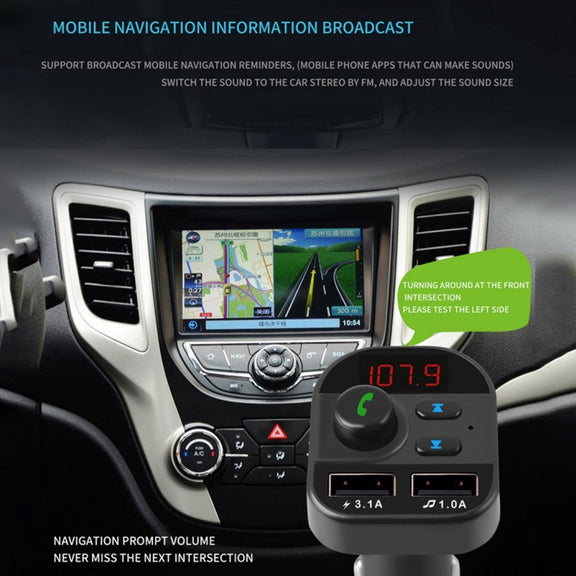 805E Dual USB Charging Bluetooth FM Transmitter MP3 Music Player Car Kit, Support Hands-Free Call  & Read TF Card / U Disk Music(Black)