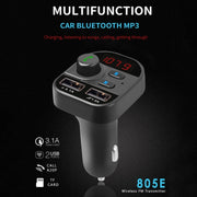 805E Dual USB Charging Bluetooth FM Transmitter MP3 Music Player Car Kit, Support Hands-Free Call  & Read TF Card / U Disk Music(Black)