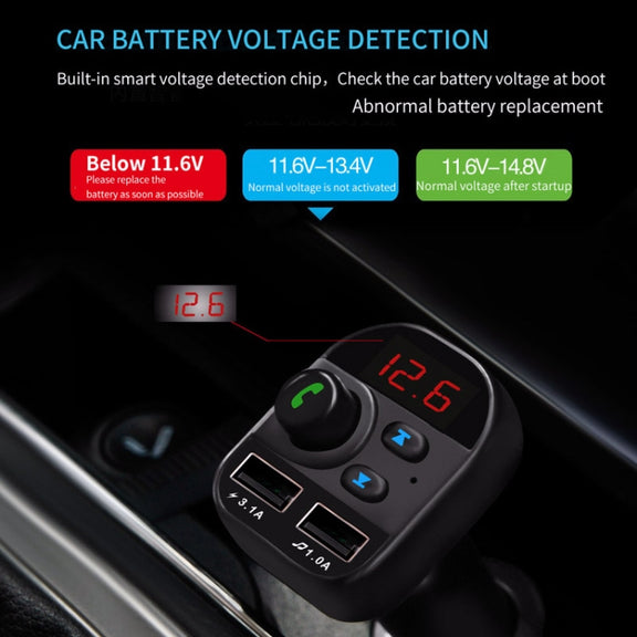 805E Dual USB Charging Bluetooth FM Transmitter MP3 Music Player Car Kit, Support Hands-Free Call  & Read TF Card / U Disk Music(Black)