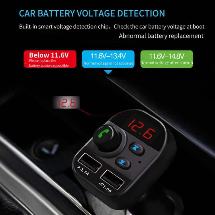 805E Dual USB Charging Bluetooth FM Transmitter MP3 Music Player Car Kit, Support Hands-Free Call  & Read TF Card / U Disk Music(Black)