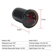 B3613  IP67 Water-resistant Car Modification 4.5-30V Voltmeter + Ammeter