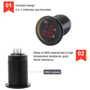 B3613  IP67 Water-resistant Car Modification 4.5-30V Voltmeter + Ammeter