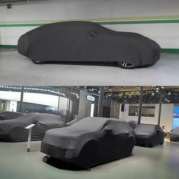Anti-Dust Anti-UV Heat-insulating Elastic Force Cotton Car Cover for SUV, Size: M, 4.46m~4.77m (Black)