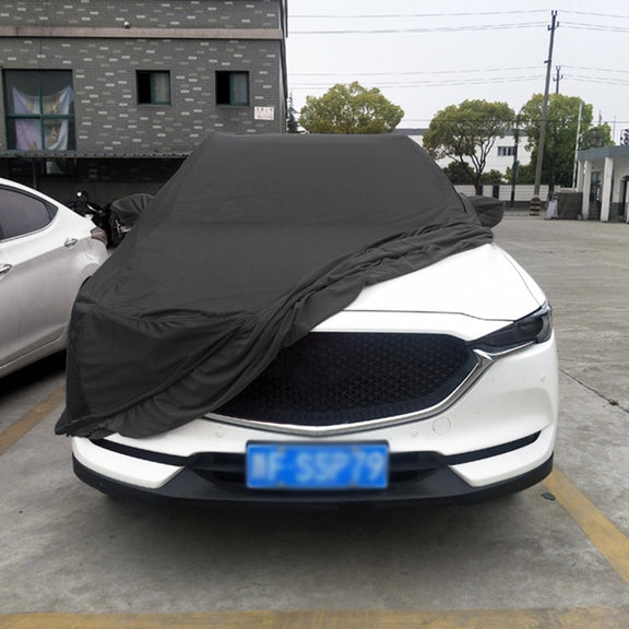 Anti-Dust Anti-UV Heat-insulating Elastic Force Cotton Car Cover for SUV, Size: M, 4.46m~4.77m (Black)