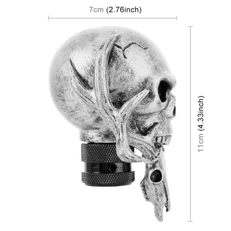 Universal Vehicle Car Creative Skull Double Heads Shaped Shifter Cover Manual Automatic Gear Shift Knob (Silver)
