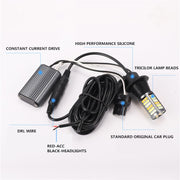 T20/7740 DC12V 3.7W 81 SMD-3030-LEDs Three Color Car DRL&Turn Light, Length: 2m