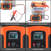 FOXSUR 12V 6A Intelligent Universal Battery Charger for Car Motorcycle, Length: 55cm, EU Plug(Red)