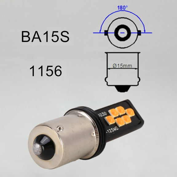 2 PCS 1156 DC9-16V / 3.5W Car Auto Turn Lights 12LEDs SMD-ZH3030 Lamps, with Constant Current(Yellow Light)