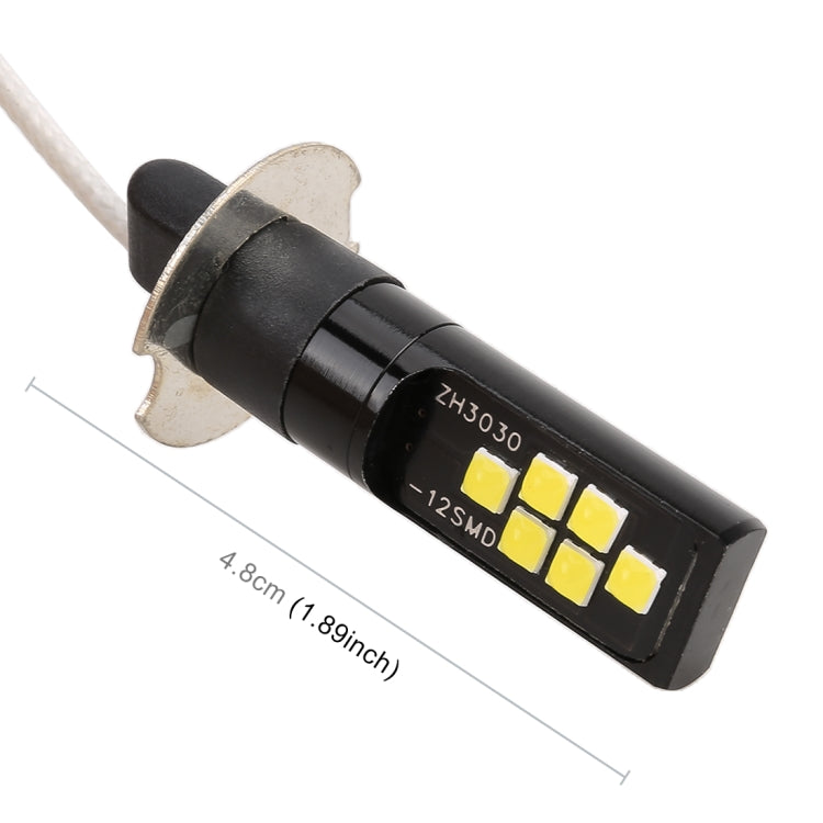 2 PCS H3 DC9-16V / 3.5W / 6000K / 320LM Car Auto Fog Light 12LEDs SMD-ZH3030 Lamps, with Constant Current (White Light)