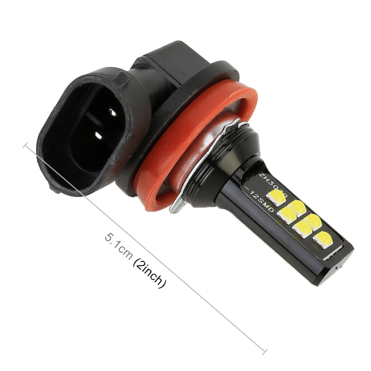 2 PCS H11 DC9-16V / 3.5W / 6000K / 320LM Car Auto Fog Light 12LEDs SMD-ZH3030 Lamps, with Constant Current (White Light)