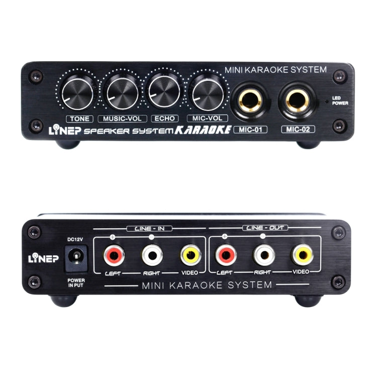 A933 Mini Karaoke Machine System Sound Mixer Amplifier for PC / TV / Mobile Phones, Support RCA in / 2 Channel Mic in(Black)