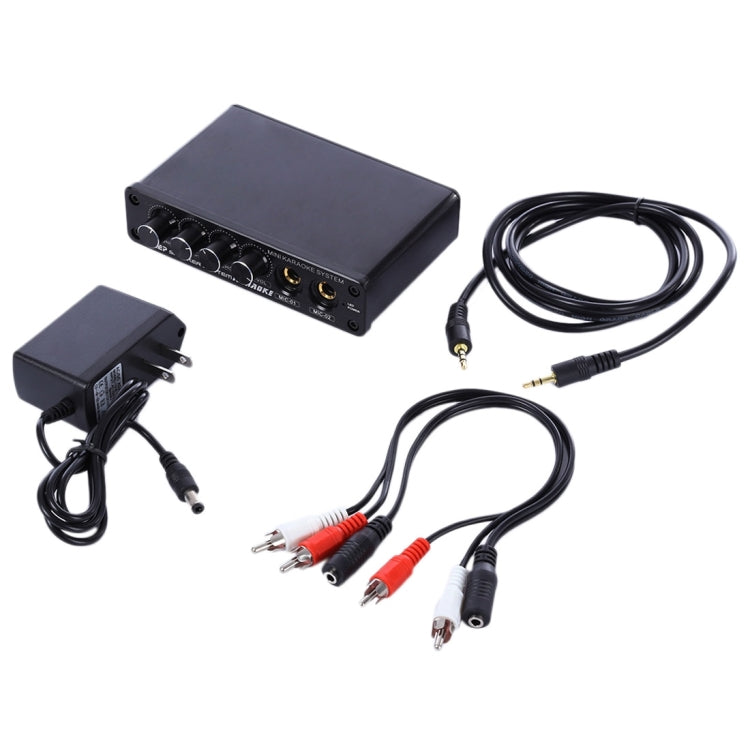 A933 Mini Karaoke Machine System Sound Mixer Amplifier for PC / TV / Mobile Phones, Support RCA in / 2 Channel Mic in(Black)