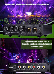 A933 Mini Karaoke Machine System Sound Mixer Amplifier for PC / TV / Mobile Phones, Support RCA in / 2 Channel Mic in(Black)